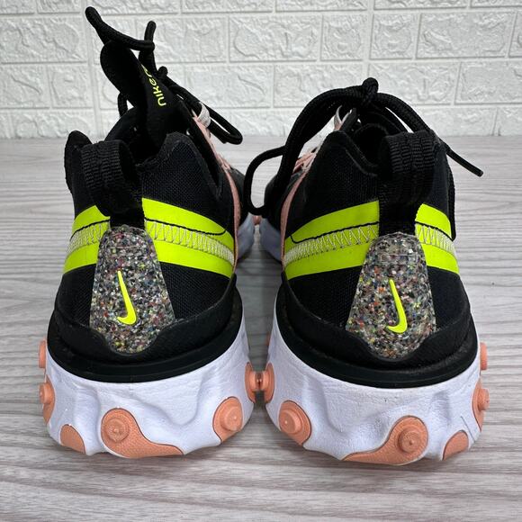Nike React Element 55 Running Shoes SZ 6.5 Black Coral CD6964002 Lace Up Low Top - Picture 11 of 13
